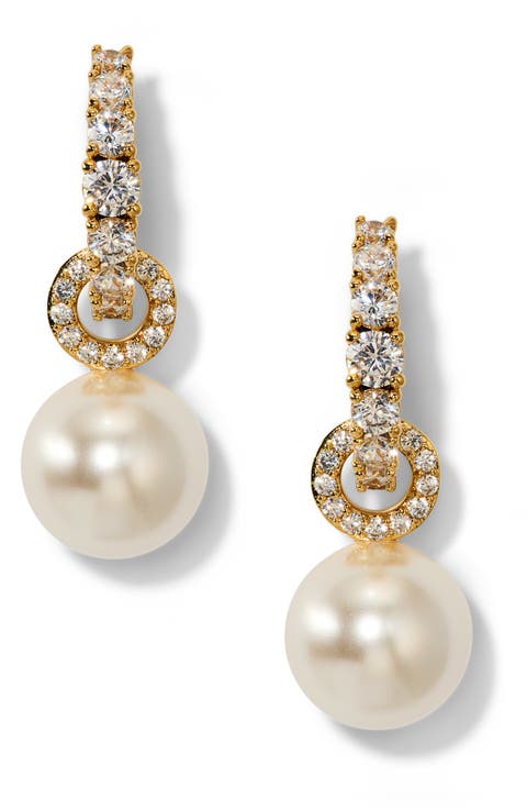 Imitation Pearl Door Knocker Drop Earrings