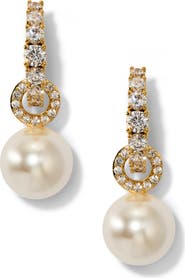 Nadri Imitation Pearl Door Knocker Drop Earrings