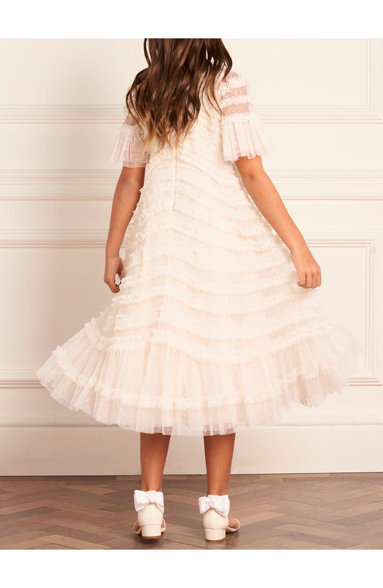 Needle & Thread Amara Ruffle Kids Dress, Alternate, color, Cream