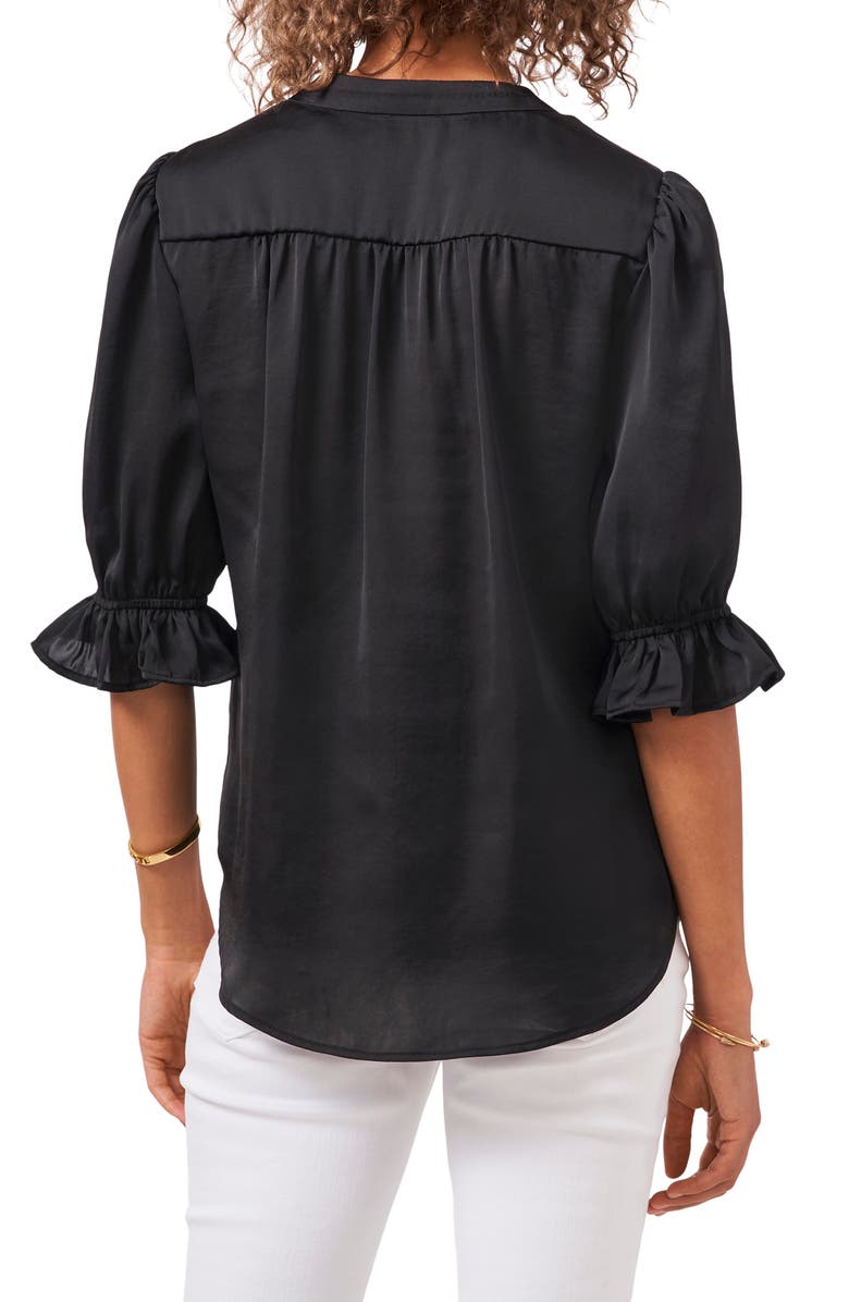 Vince Camuto V-Neck Shirred Satin Blouse, Alternate, color,