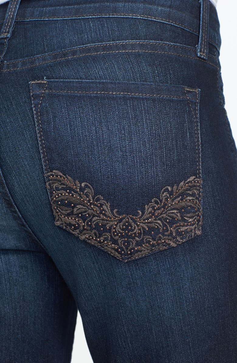 NYDJ 'Barbara' Embellished Pocket Stretch Bootcut Jeans, Alternate, color,