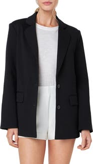 English Factory Curved Lapel Stretch Cotton Blazer