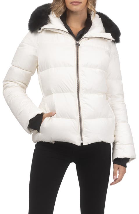 Apres-Ski Horizontal Short Parka with Detachable Toscana Lamb Hood Trim