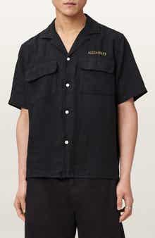 Dunloe Embroidered Linen Button-Up Camp Shirt