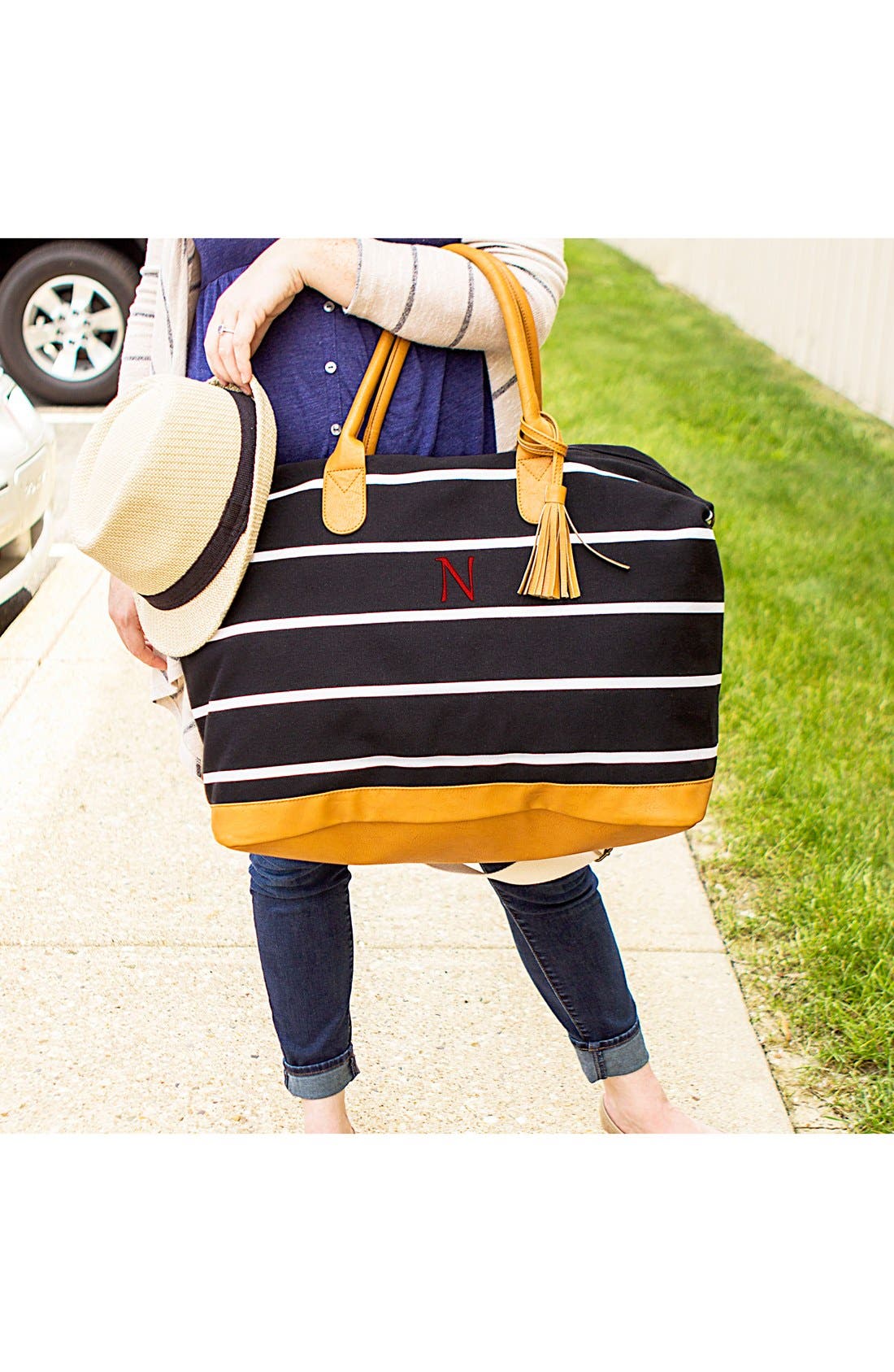 Cathy's Concepts Monogram Oversized Tote, Alternate, color, 