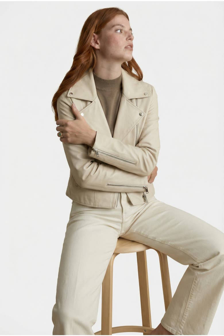 Charlotte Leather Jacket, Alternate, color, Beige