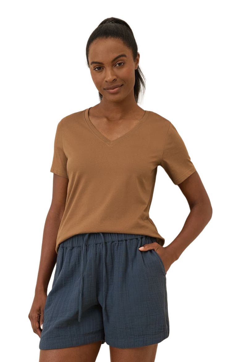 Organic Cotton Softspun V-Neck Tee, Alternate, color, Brown Sugar