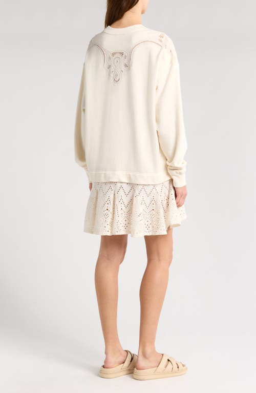 Free People Prairie Eyelet Trim Sweatshirt In Neutral Combo
