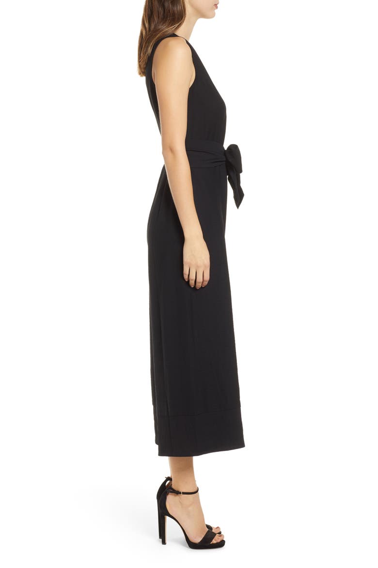 Tie Front Jumpsuit, Alternate, color, BLACK