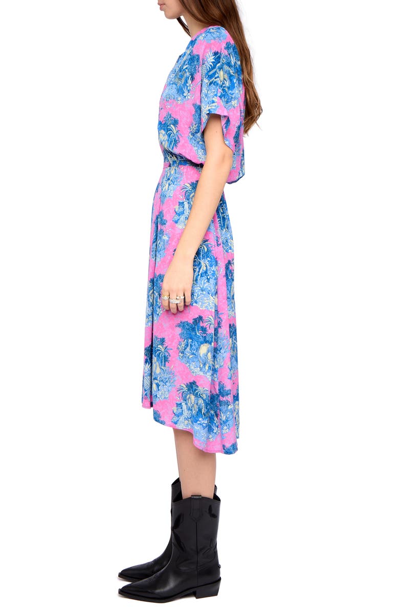 Zadig & Voltaire Riaz Wild Jungle Print Crepe Midi Dress, Alternate, color, Lady