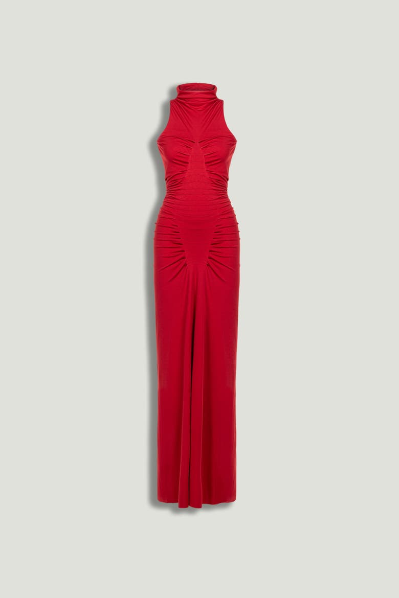 Sleeveless Ruched Maxi Dress, Alternate, color, Red