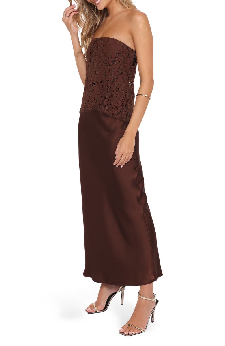 Petal & Pup Lelita Strapless Maxi Dress, Alternate, color, Brown