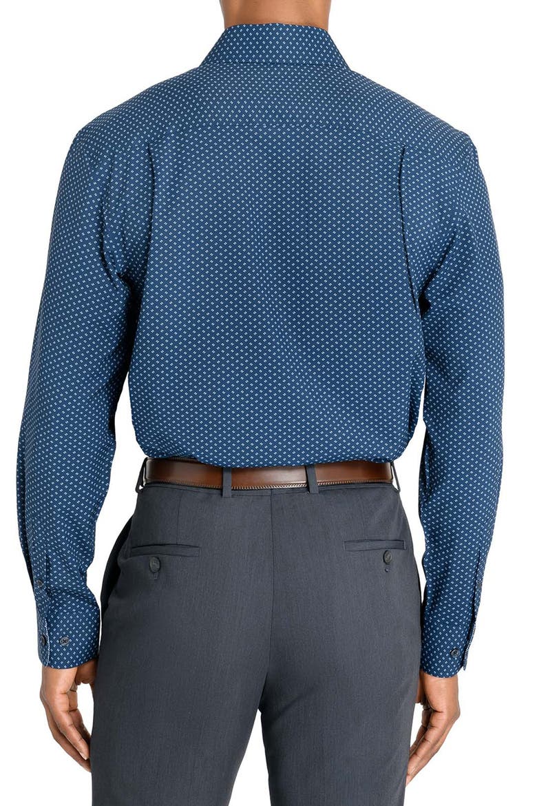 Regular Fit Dash Print Performance Dress Shirt, Alternate, color, NAVY