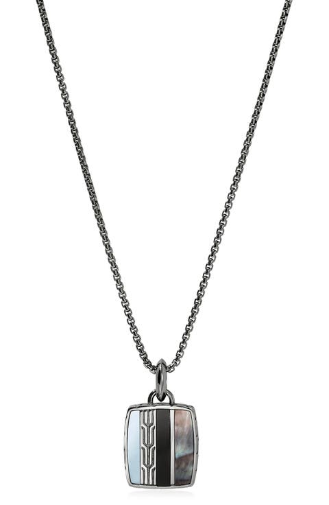 Carved Chain Color Tag Pendant Necklace