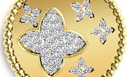 Gabi Rielle Clover Cubic Zirconia Disk Pendant Necklace In Gold