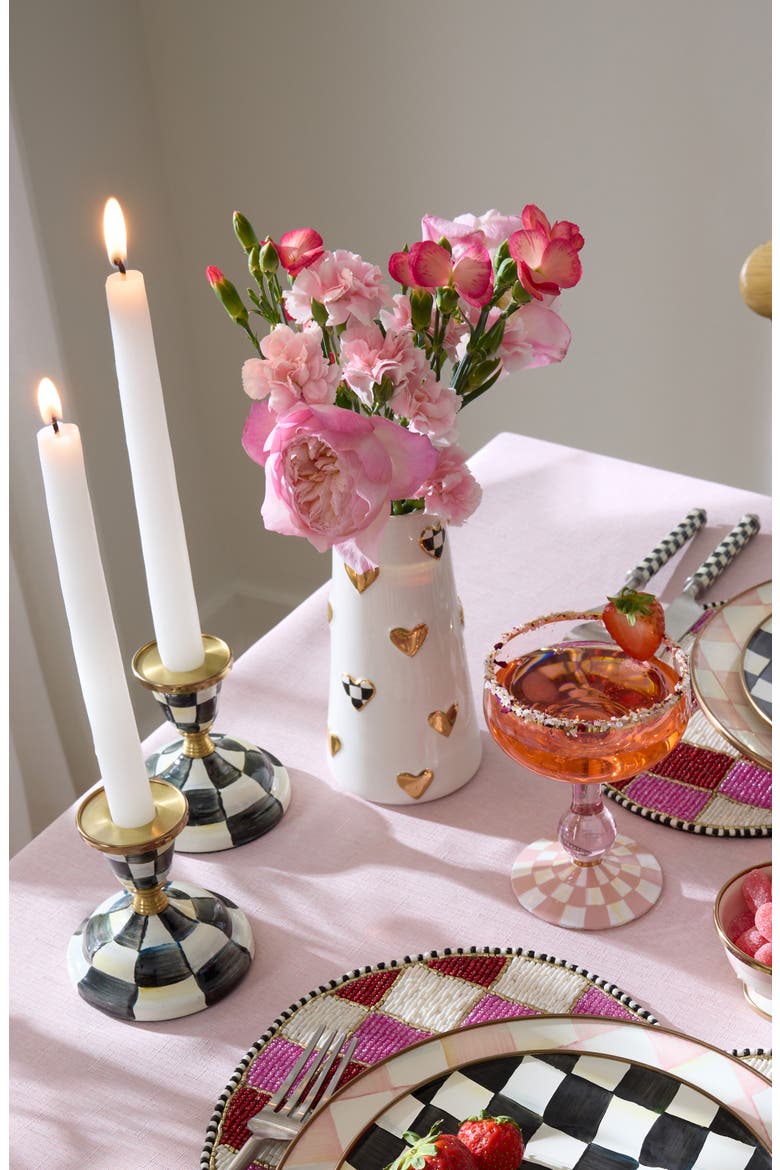 Courtly Check Short Heart Vase, Alternate, color, COURTLY