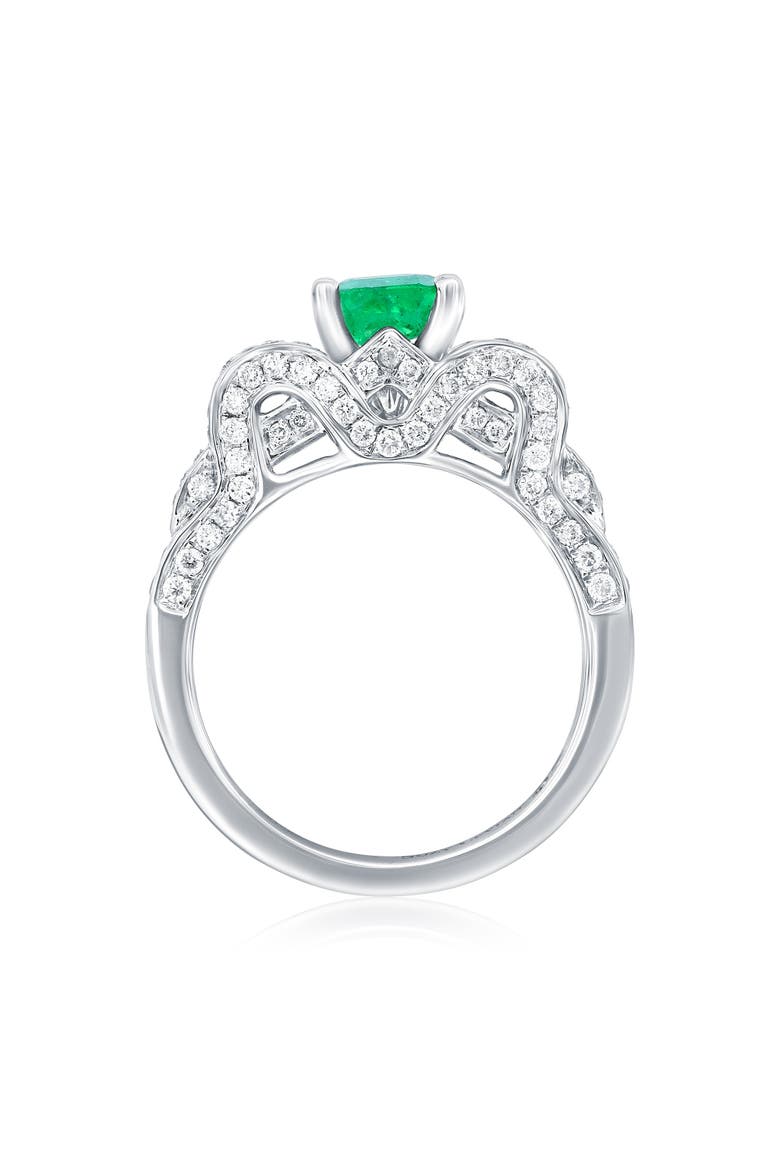 14K White Gold 1.29ct Colombian Emerald & 0.98cttw Diamond Ring, Alternate, color, Green