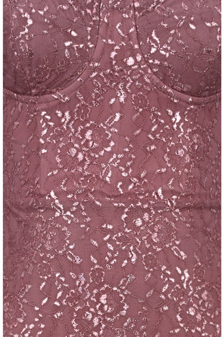 Alexia Metallic Lace Strapless Midi Dress, Alternate, color, ROSE PINK