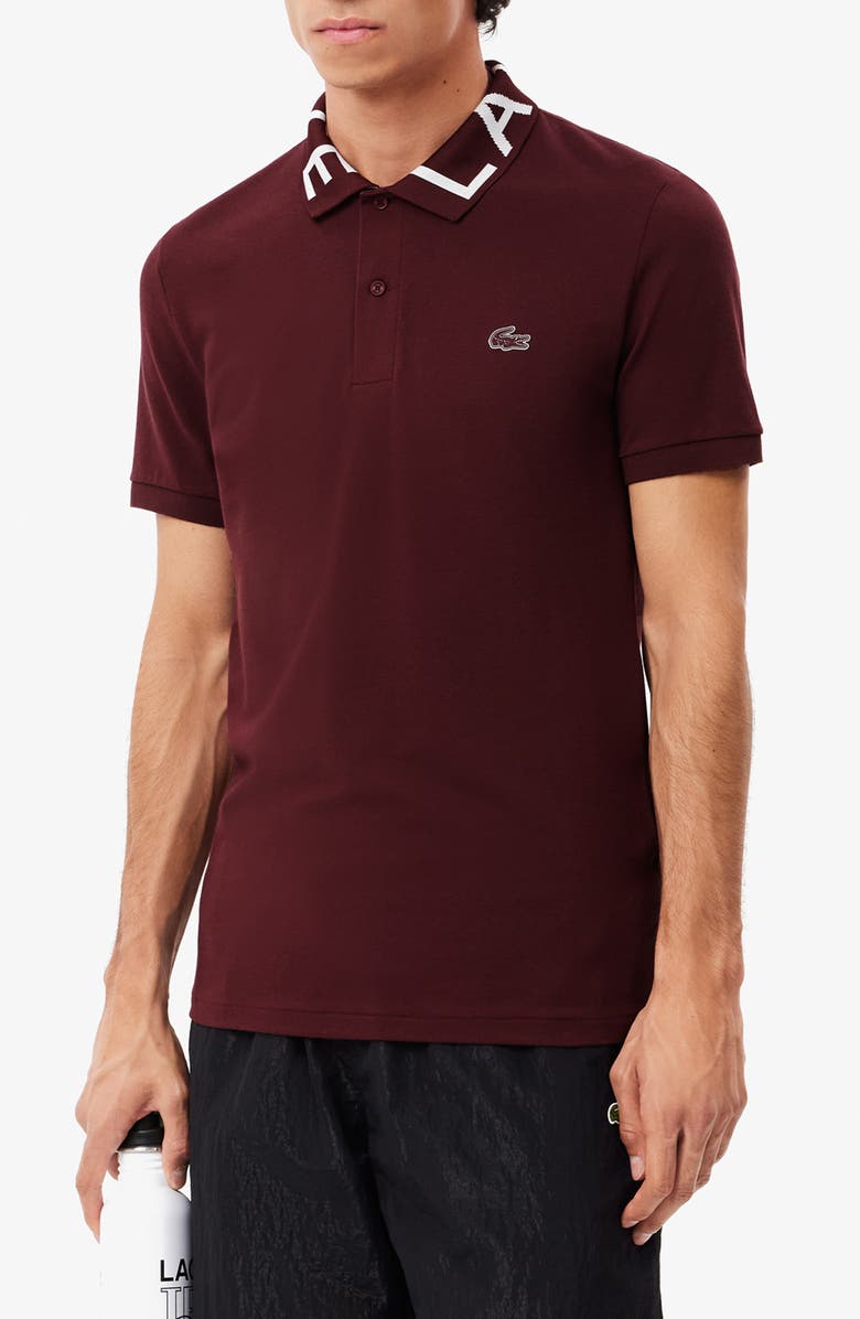 Lacoste Semi Fancy Slim Fit Piqué Knit Polo, Main, color, Espresso