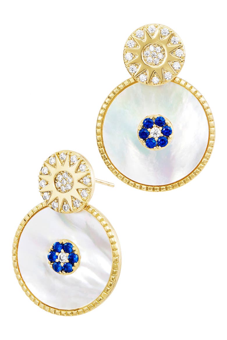 18k Gold Plated Reversible Mother of Pearl Jacket Earrings, Alternate, color, YELLOW