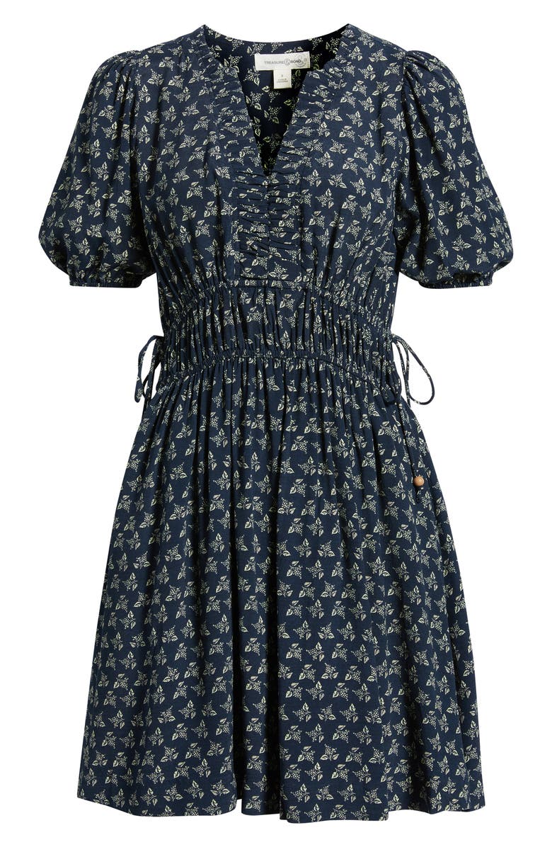 Treasure & Bond Print Puff Sleeve Minidress, Alternate, color, Navy Garden Ditsy