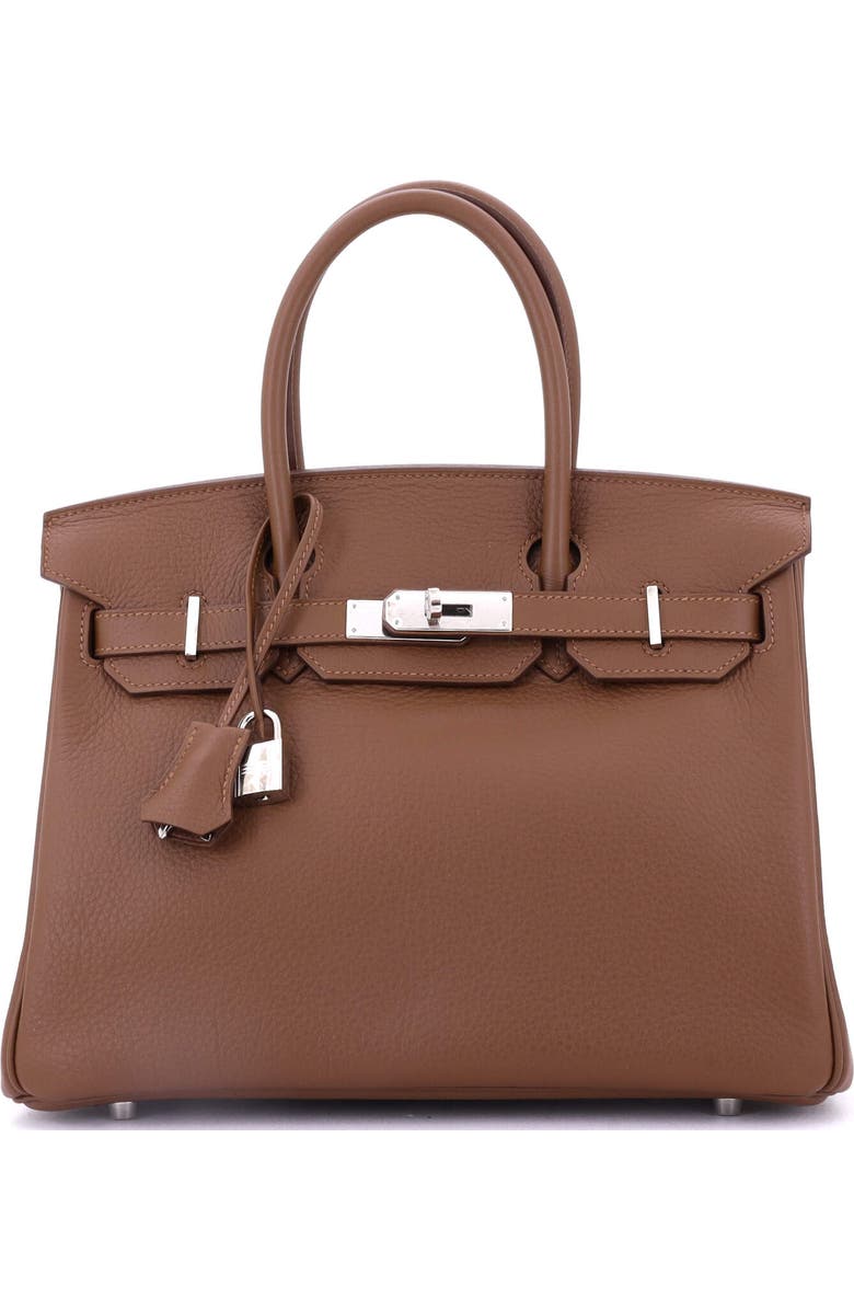 Pre-Owned Hermes Birkin Handbag Brown Togo with Palladium Hardware 30, Main, color,