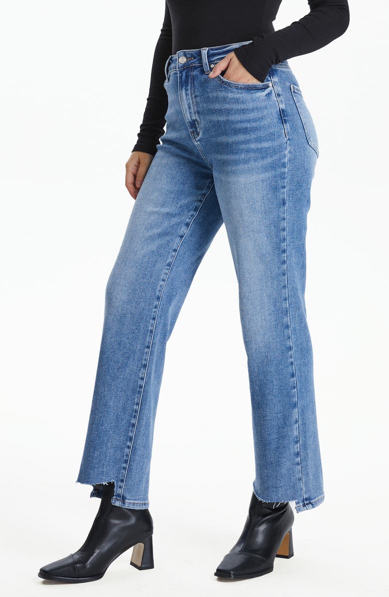 Bayeas Kristy High Waist Step Hem Ankle Straight Leg Jeans, Alternate, color, 