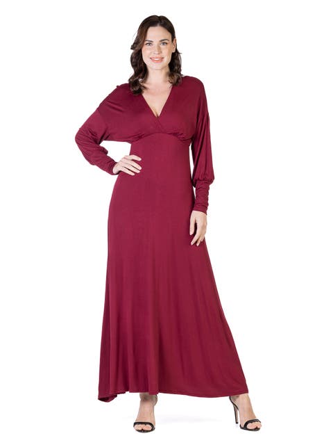 V-Neck Long Sleeve Maxi Dress