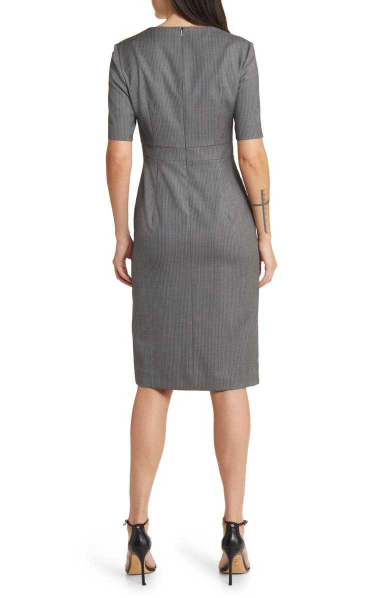BOSS Danorla Pinstripe Virgin Wool Sheath Dress, Alternate, color, 
