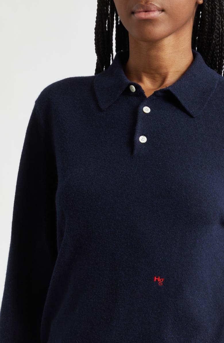 Hommegirls Wool & Cashmere Polo Sweater, Alternate, color, Navy
