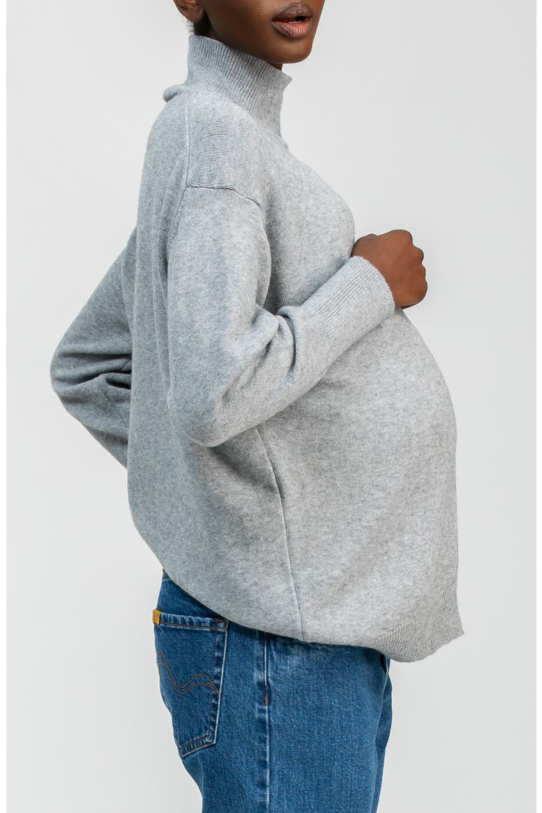 Regina Mock Neck Maternity Sweater, Alternate, color, LIGHT GREY HEATHER