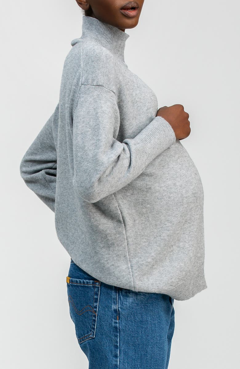 PIETRO BRUNELLI MATERNITY Regina Mock Neck Maternity Sweater, Alternate, color, Light Grey Heather
