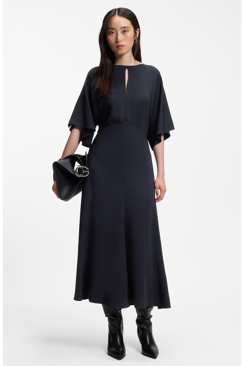 Donaza Keyhole Bell Sleeve Midi Dress, Alternate, color, SKY CAPTAIN