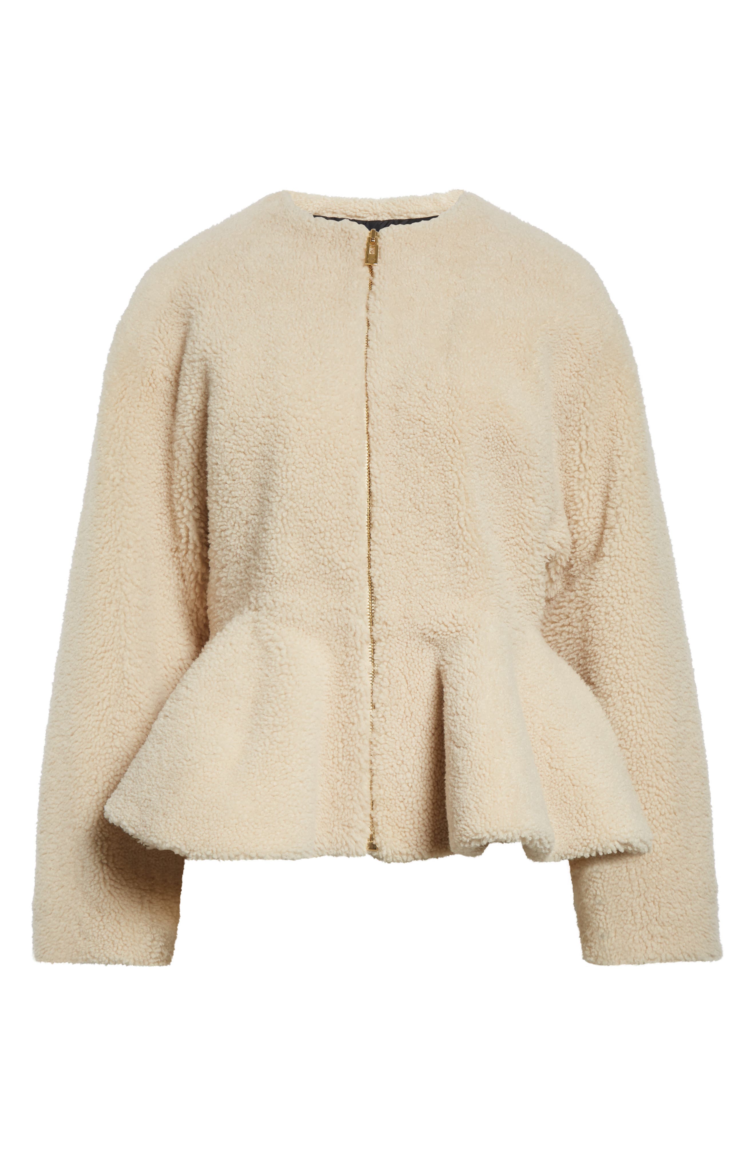 Genuine Shearling Peplum Jacket