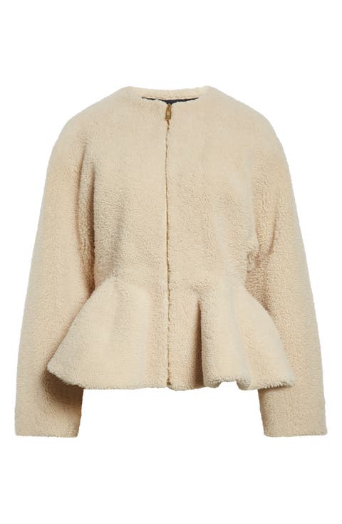 Genuine Shearling Peplum Jacket