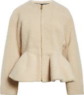Alaïa Genuine Shearling Peplum Jacket