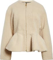 Alaïa Genuine Shearling Peplum Jacket