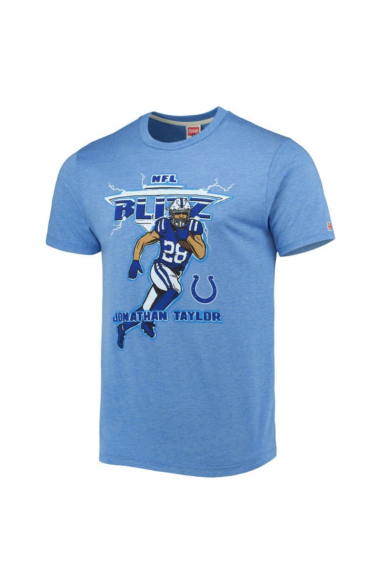 Homage Men's Homage Jonathan Taylor Heathered Royal Indianapolis Colts NFL Blitz Player Tri-Blend T-Shirt, Alternate, color, Heather Royal
