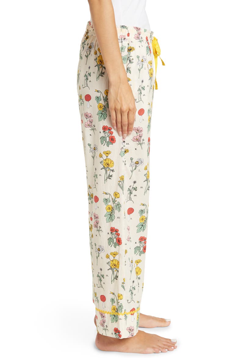 Women's Botanical Print Cotton Pajama Pants, Alternate, color, BEIGE