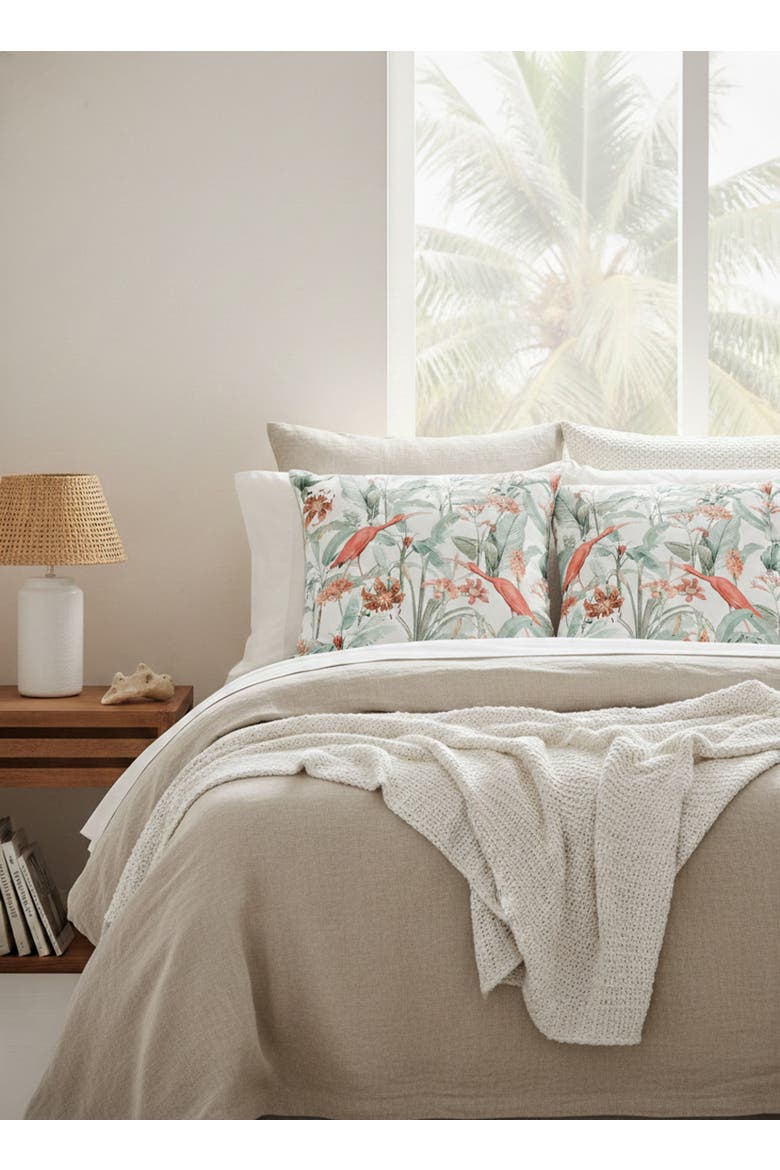 Feathered Tropics Linen Euro Pillow with Down Insert, Alternate, color, Green