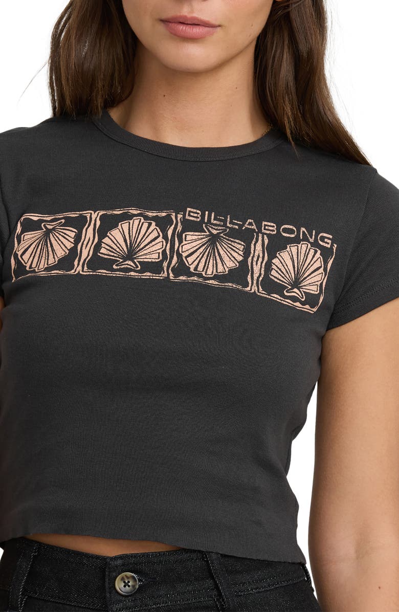 Billabong To the Roots Seashell Graphic Cotton Baby Tee, Alternate, color, Off Black