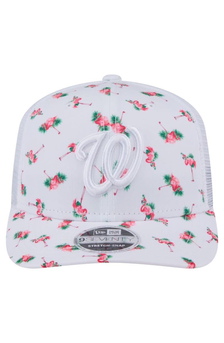 New Era Men's New Era White Washington Nationals Flamingo Mesh Back 9SEVENTY Stretch-Snap Hat, Alternate, color, White