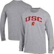 Champion Men's Champion  Heather Gray USC Trojans Arch Over Logo Long Sleeve T-Shirt