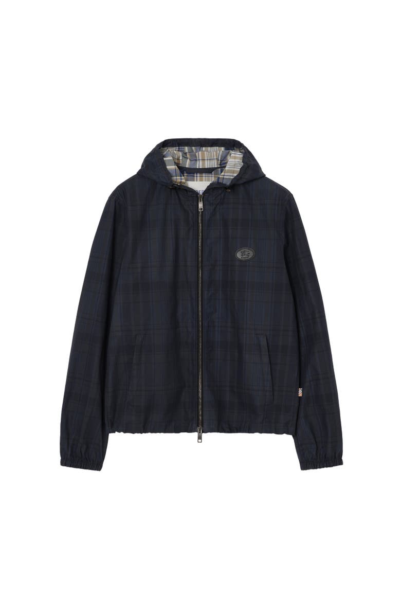 Burberry Check Cotton Newport Hooded Jacket, Alternate, color, Peacock Blue