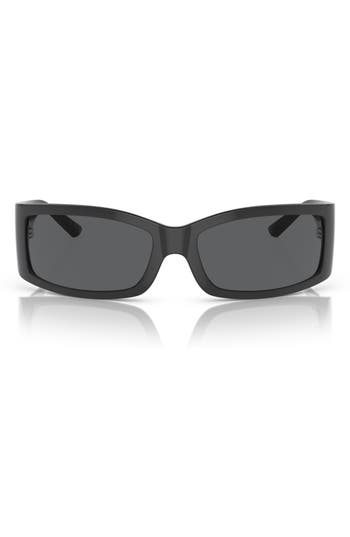 Dolce & Gabbana Dolce&gabbana 61mm Polarized Rectangular Sunglasses In Dark Grey