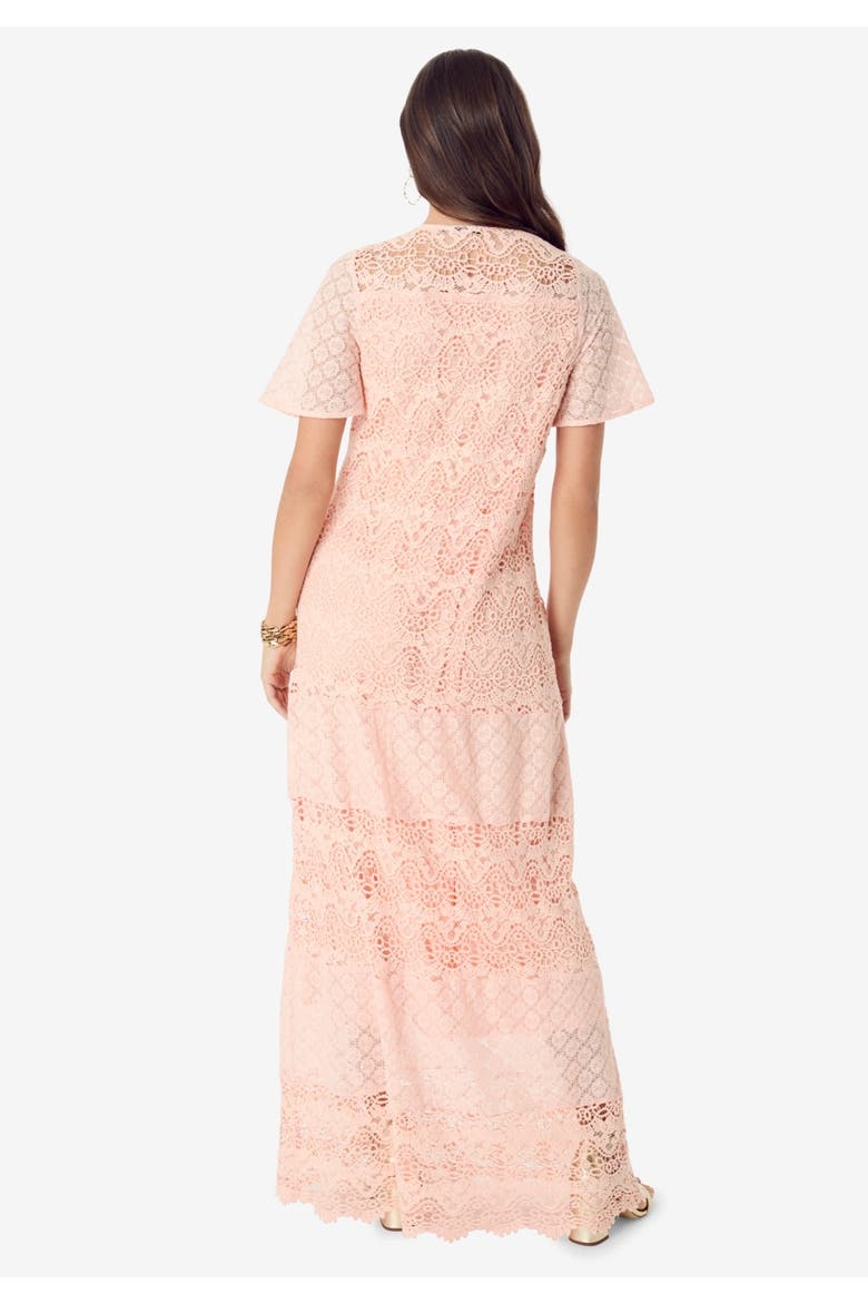 Crochet Lace Maxi Dress, Alternate, color, MYSTIC PINE