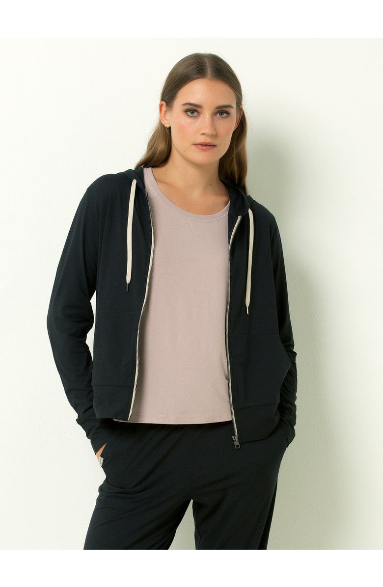 Single Stitch Lightweight Full Zip Hoodie, Alternate, color, Heather Black