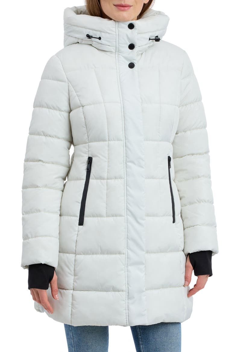 Fitted Puffer Coat, Main, color, MARBLE