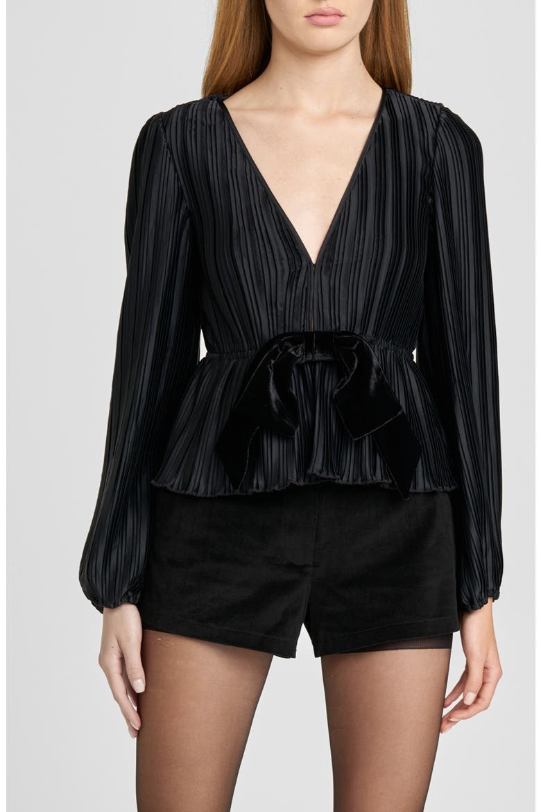 Melissa Plissé Bow Top, Main, color, BLACK