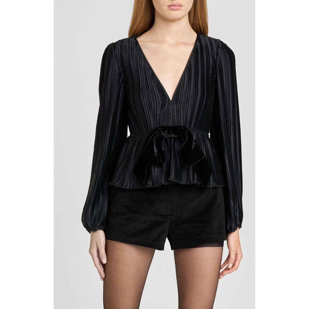 Wayf Melissa Plissé Bow Top In Black